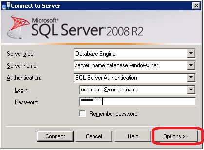 connect to the Particular database